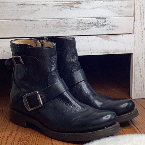 leather biker boots size 6